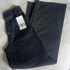 NWT Zara pure black "The Marine Straight" jeans denim size 0